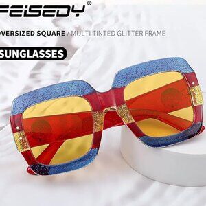 Funky Sunglasses Multicolor Square Vintage 70s Inspired